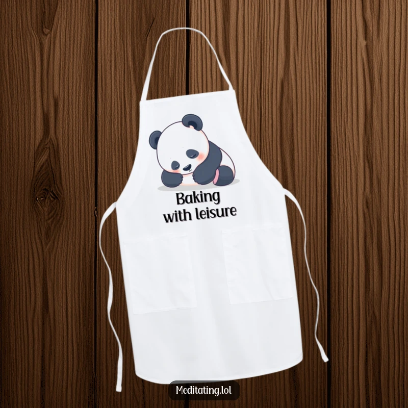 Funny Panda Apron: Peaceful panda resting its head in its paws, perfect for adding relaxation and humor to cooking.