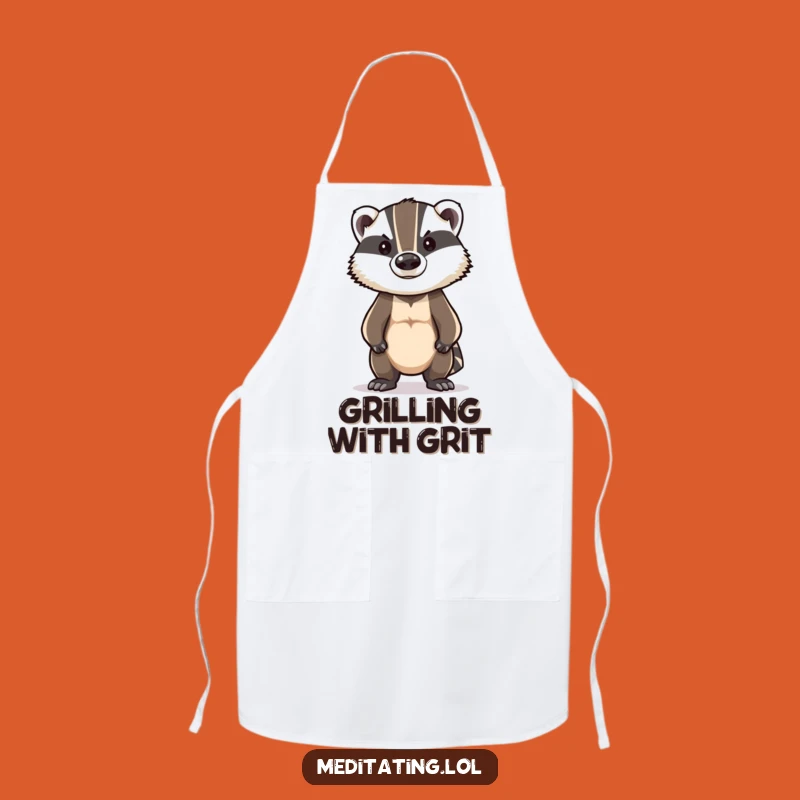 Funny Badger Chef Apron: Stoic Pose Kitchen Courage, Brave Cook Gift