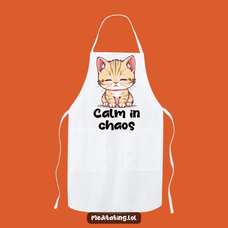 Funny Calm Kitten Apron: Cook with Peace & Pawsitivity!