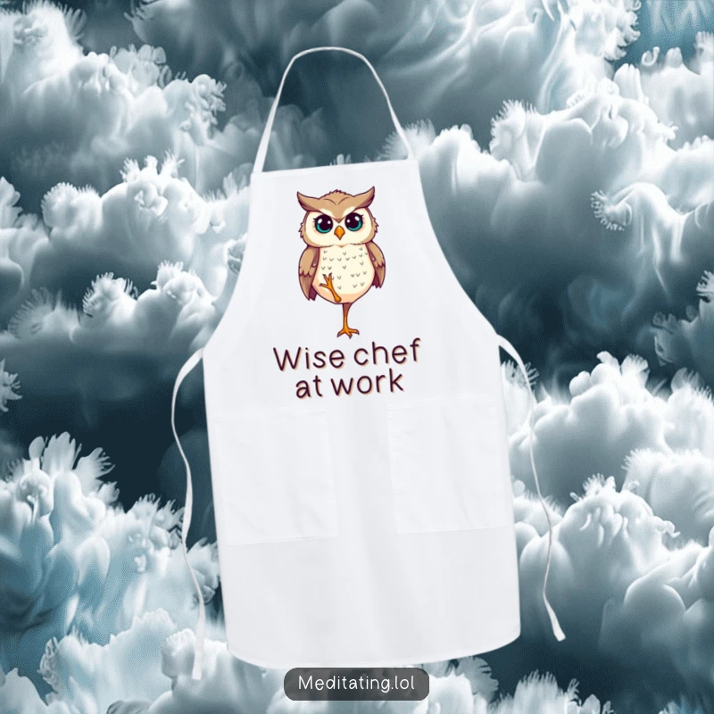 Funny Apron: A determined owl stands perfectly balanced on one leg, bringing a sense of poise to cooking.