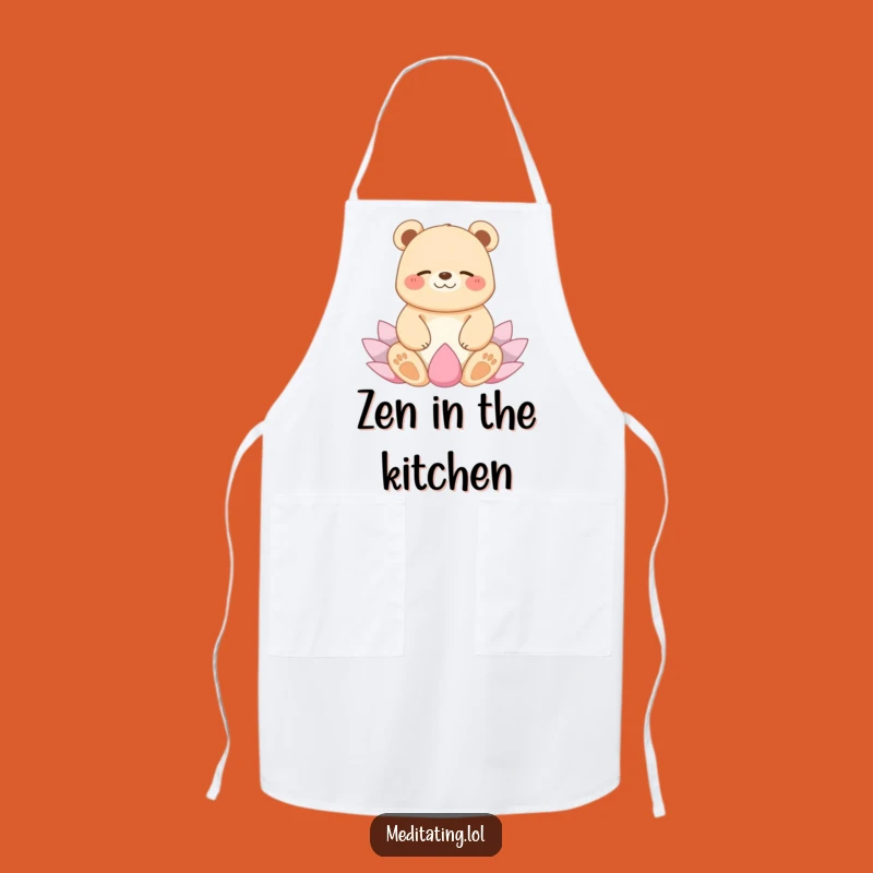 Funny Giggling Bear Yoga Apron, Hilarious Kitchen Zen Gift