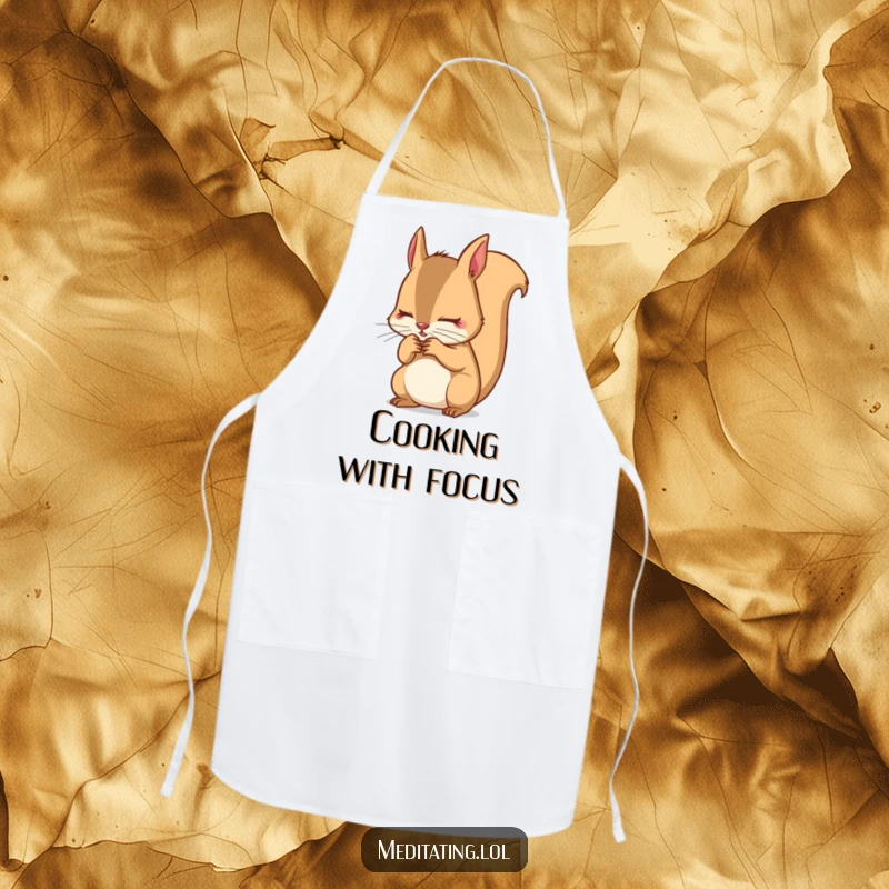 Funny Squirrel Apron: Determined squirrel intensely focusing on its breath, perfect for adding focus and humor to cooking.