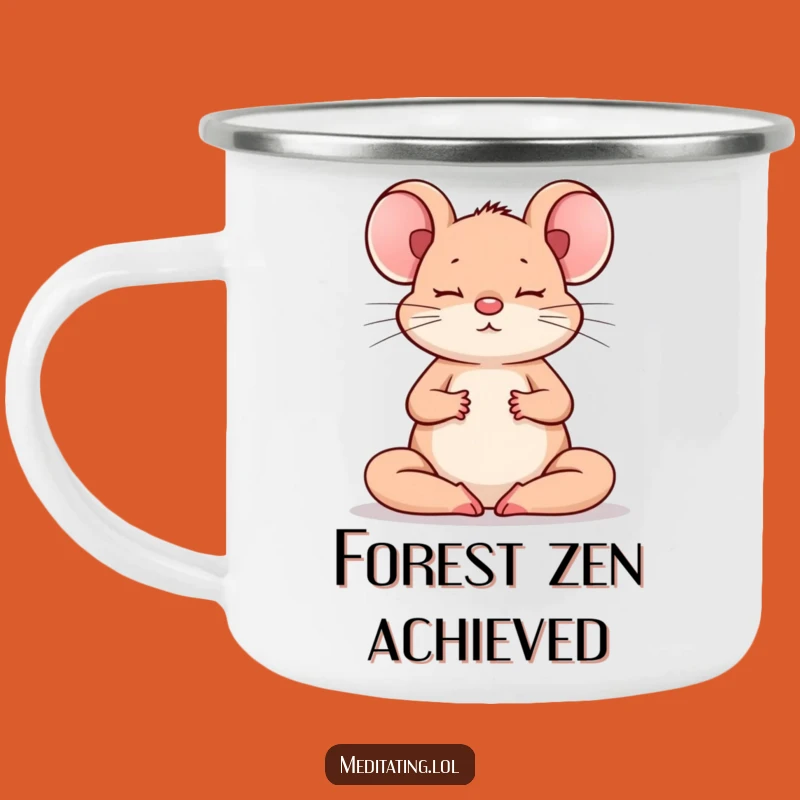 Funny Mouse Meditation Camping Mug: Zen Outdoor Cup for Peaceful Adventures