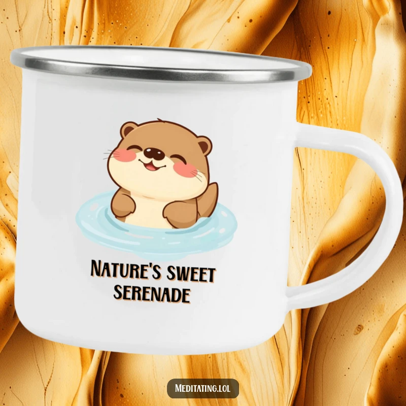 Funny Otter Camping Mug: Durable mug featuring a funny otter humming in water, for cheerful outdoor experiences.