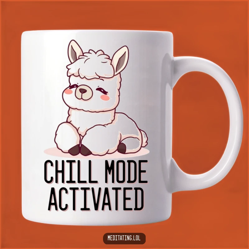 Funny Llama Relax Mug: Content Animal Resting Peacefully, Hilarious Gift for Stress Relief