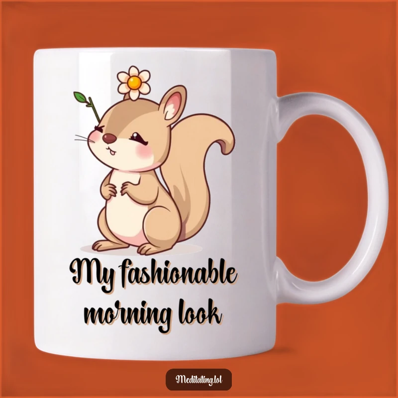 Funny Determined Squirrel Mug: Cute Flower Balance Gift for Go-Getters