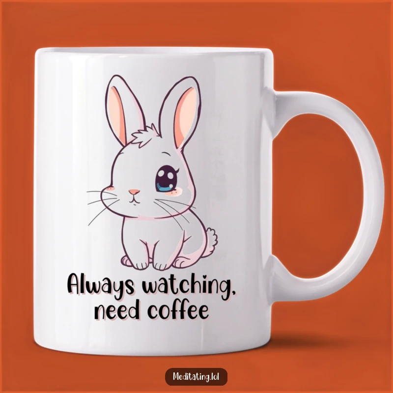 Funny Rabbit Peek Mug: Curious Meditation Humor for Your Daily Brew