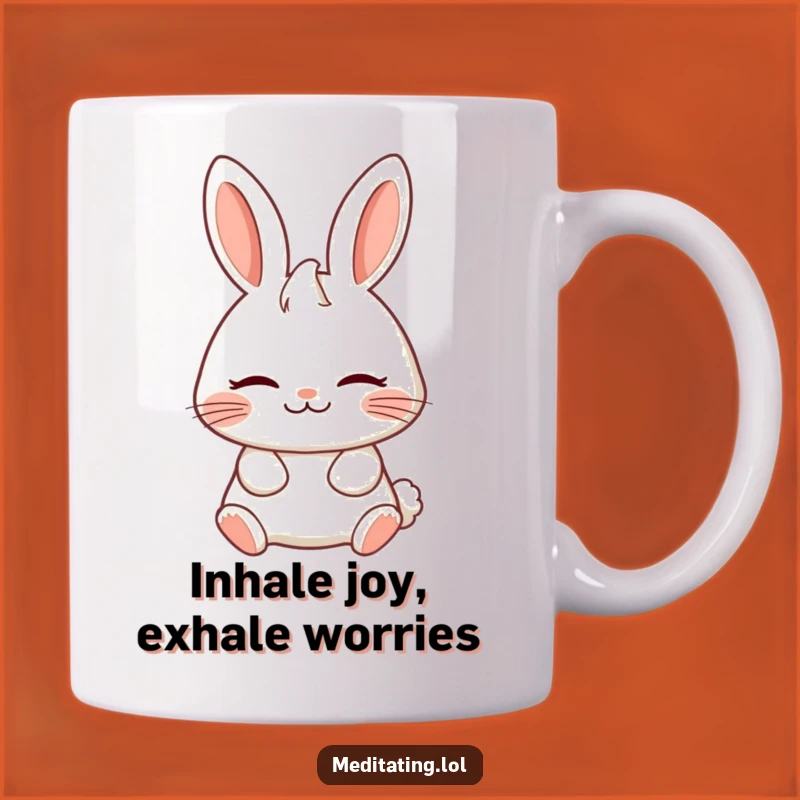 Funny Serene Rabbit Mug: Peaceful Breathing Gift for Calm Mornings