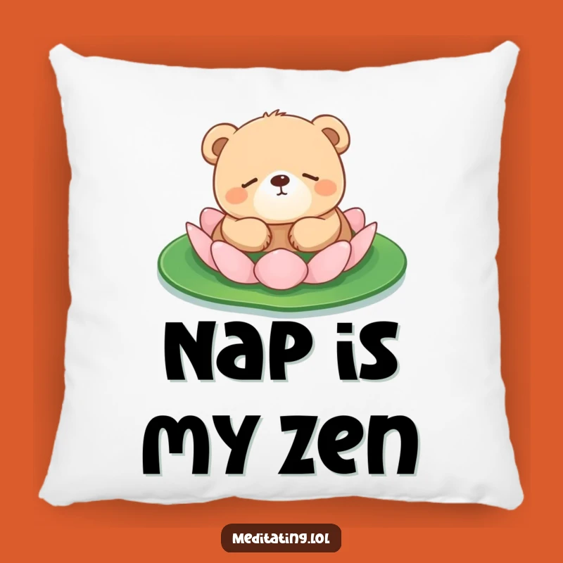 Funny Bear Cub Lily Pad Pillow: Cozy & Peaceful Animal Accent