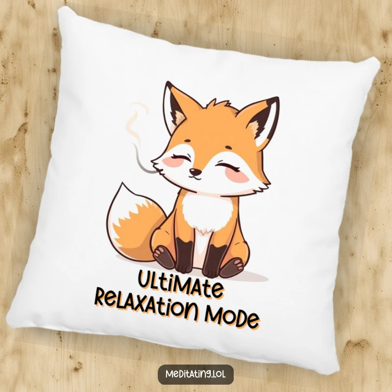 Funny pillow featuring a serene fox gently exhaling smoke, offering humorous comfort and a relaxed aesthetic.