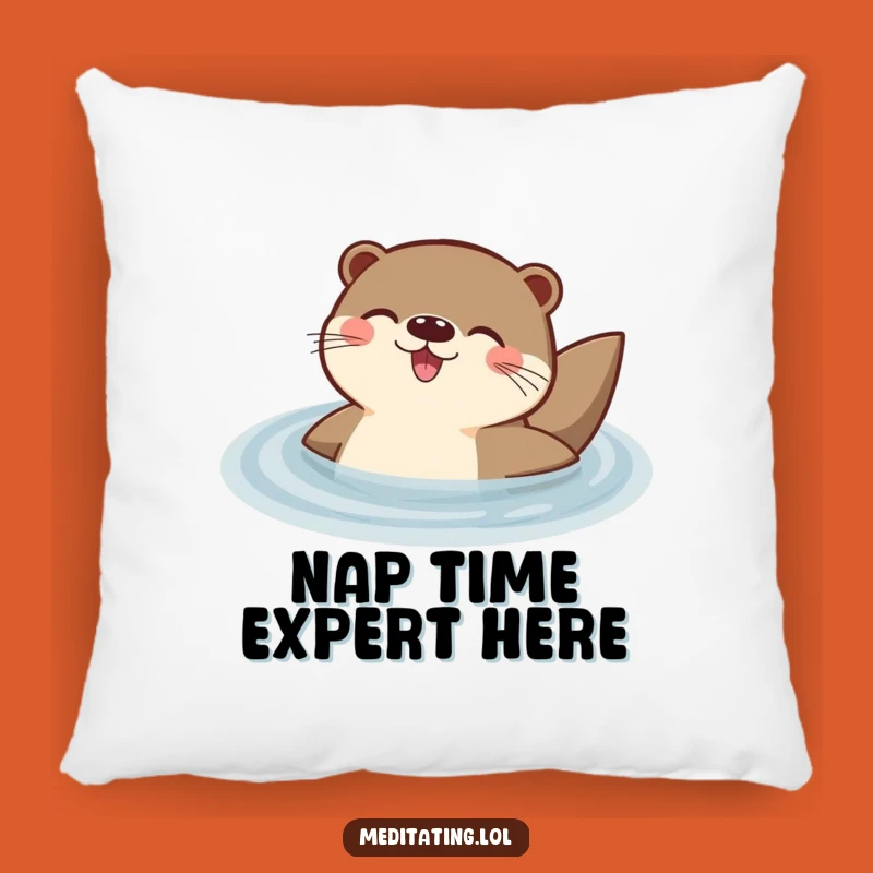 Funny Otter Pillow: Delighted Otter Floating Peacefully, Comfy & Humorous Accent Decor