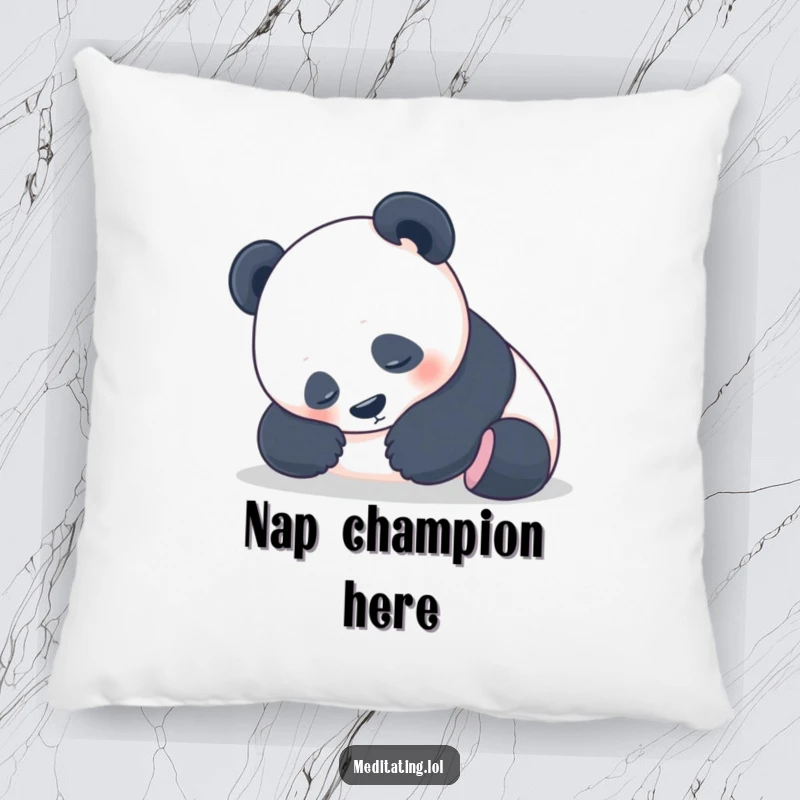 Funny Panda Pillow: Peaceful panda resting its head in its paws, offering comfort and a humorous display of relaxation.