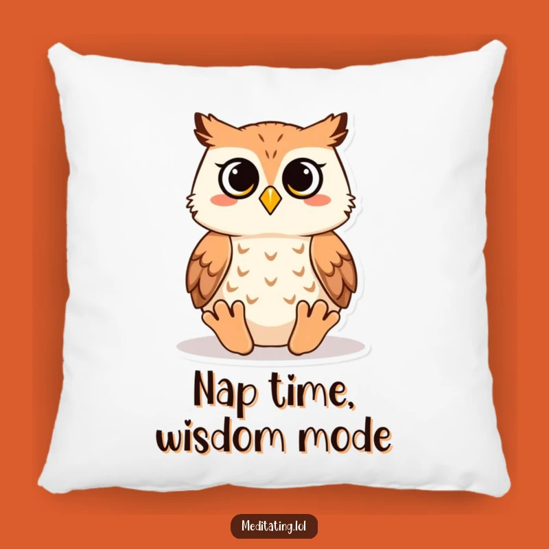Funny Wise Owl Meditation Pillow: Cozy Comfort and Serene Humor