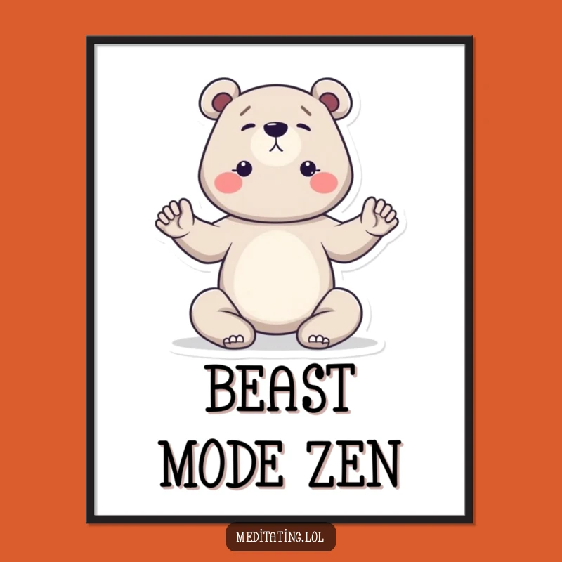 Funny Bear Yoga Digital Art: Determined Yogi Printable, Unique Funny Gift
