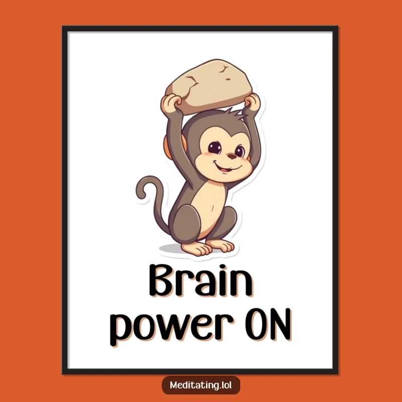 Funny Monkey Balancing Rock Digital Art: Instant Primate Humor Download