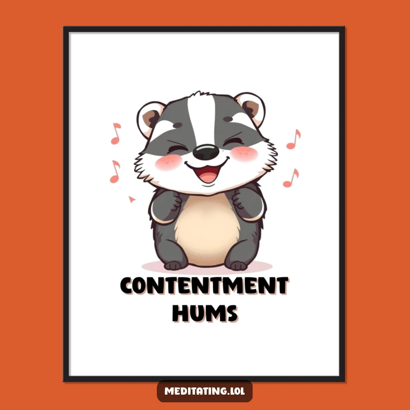 Funny Badger Hum Digital Art: Grinning Tune Decor Gift