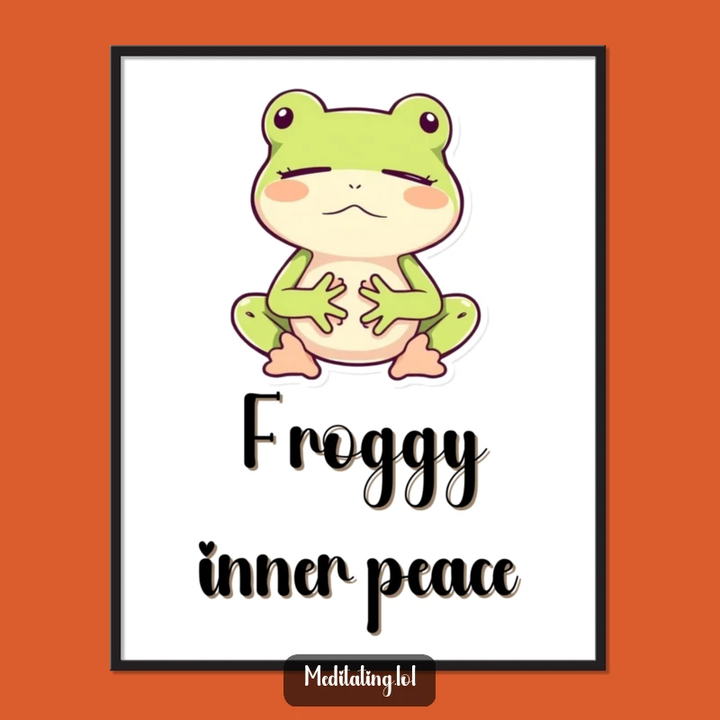 Funny Frog Meditation Digital Art - Instant Download Zen Decor