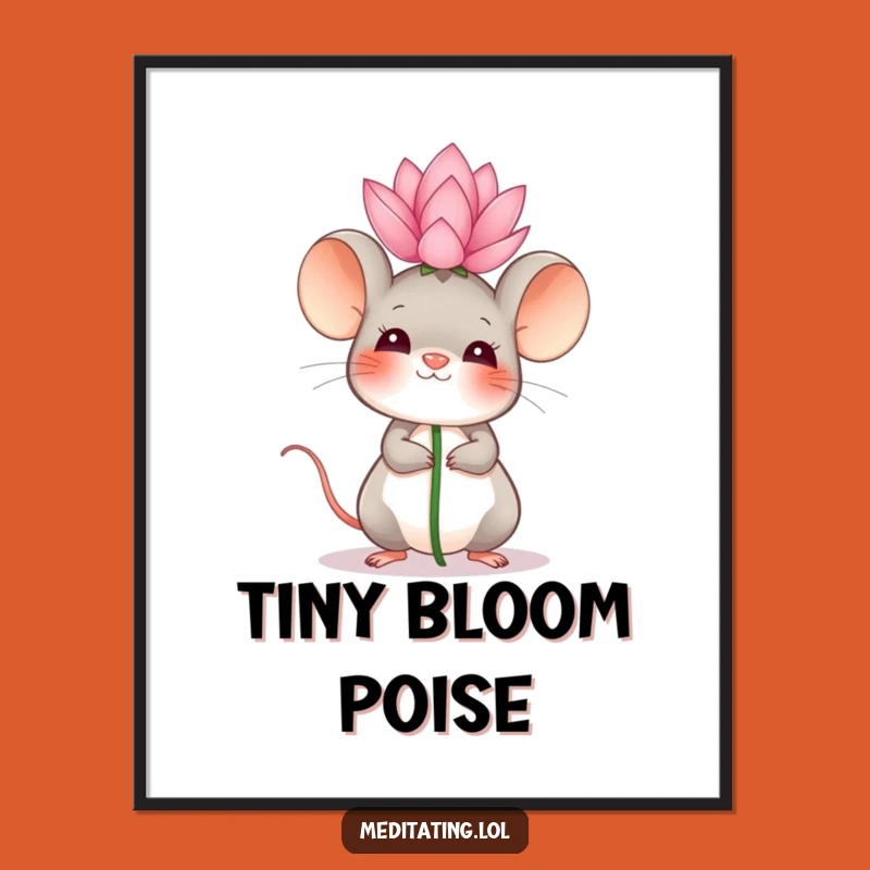 Funny Mouse Lotus Digital Art: Giggling Zen Decor Gift