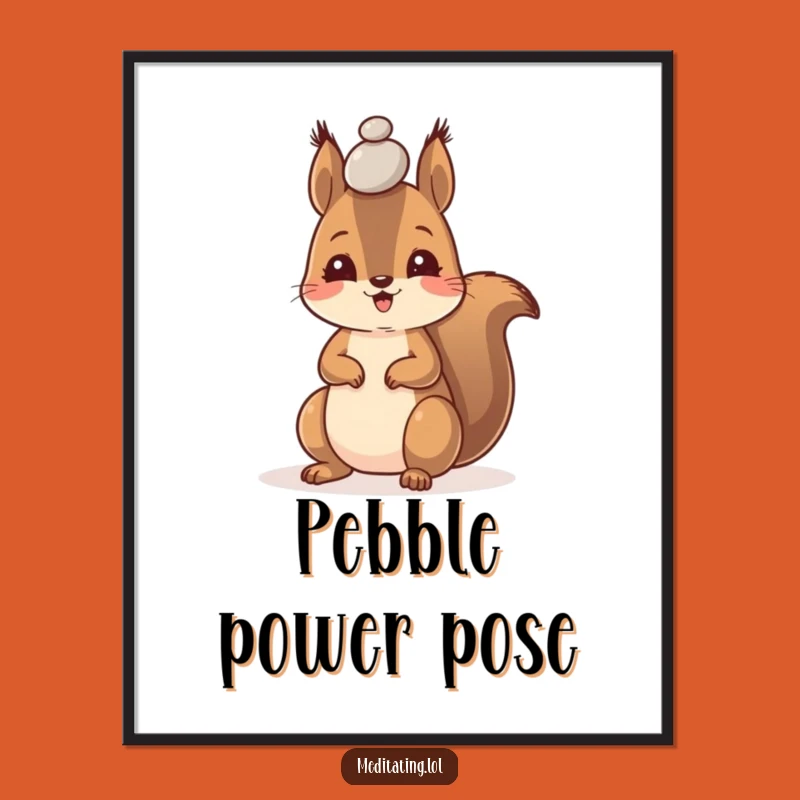 Funny Squirrel Digital Art, High-Quality Pebble Balance Print for Inspired Spaces