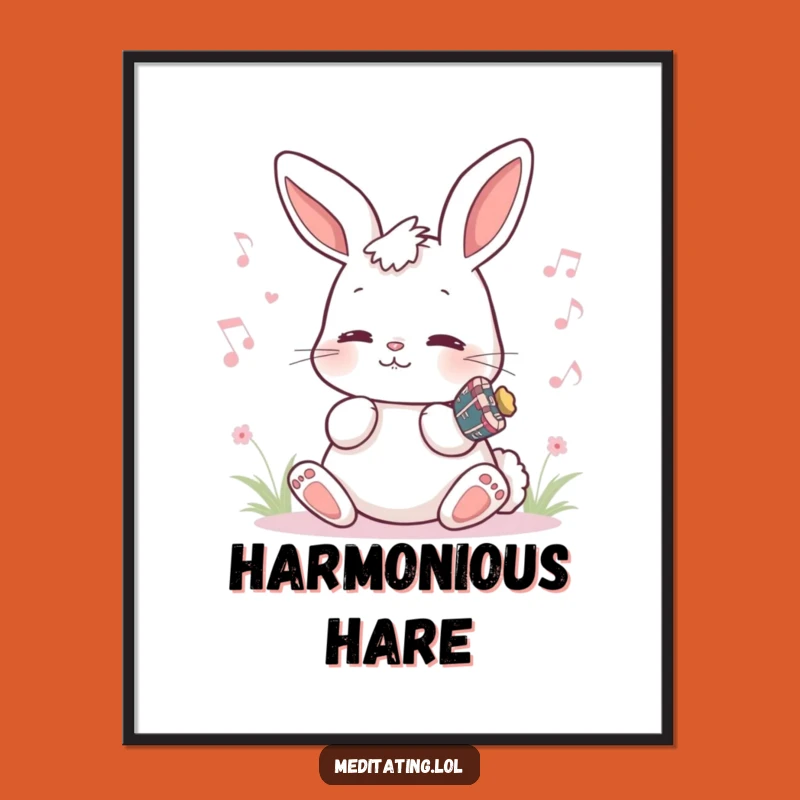 Funny Bunny Music Print: Peaceful Humming Art, Whimsical Decor Gift