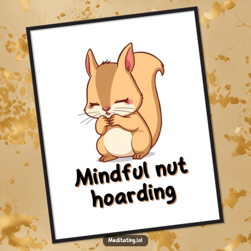 Funny Squirrel Digital Art Print: Determined squirrel intensely focusing on its breath, a humorous and inspiring piece for any space.