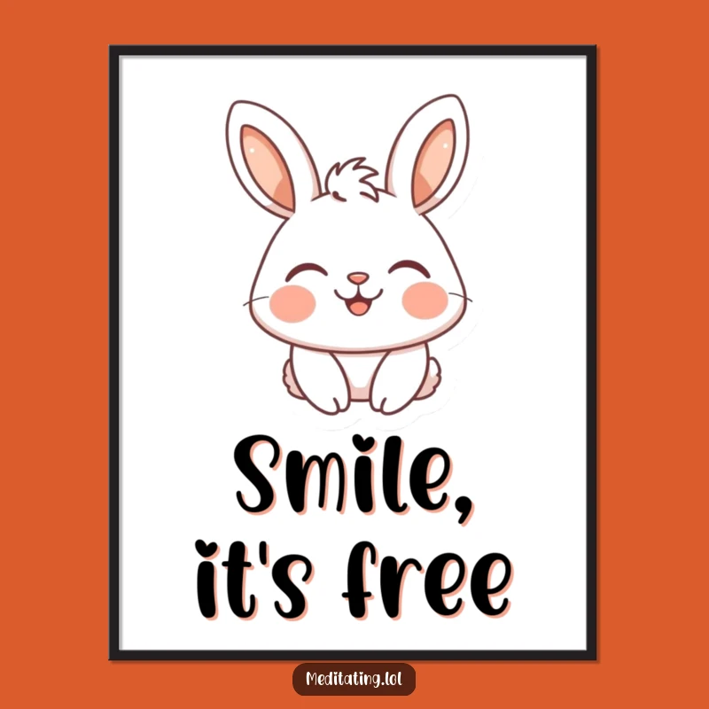 Funny Rabbit Digital Art: Serene Smile Scene, Perfect Instant Joy Gift