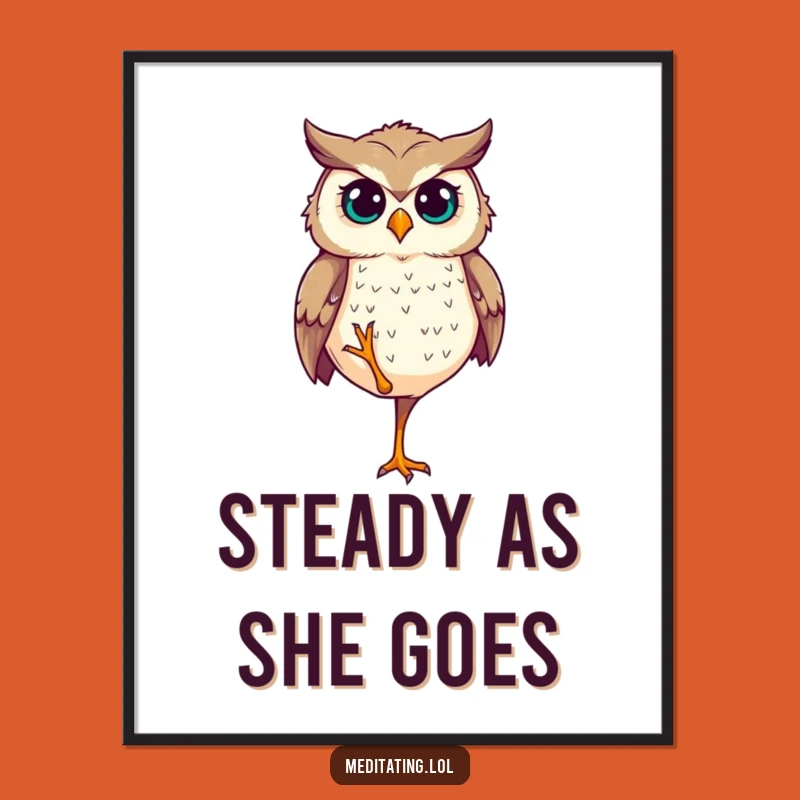 Funny Determined Owl Balance Digital Art - Instant Wise Decor