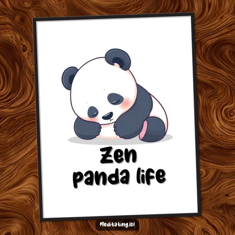 Funny Panda Digital Art Print: Peaceful panda resting its head in its paws, a humorous and serene piece for any space.