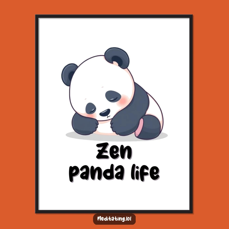Funny Panda Art Print: Peaceful Resting Poster, Relaxed Decor Gift