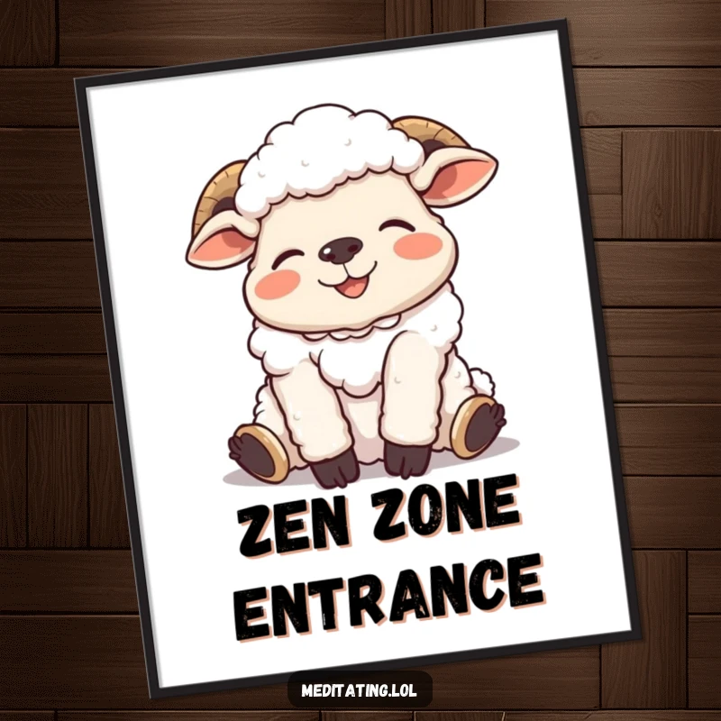 Funny digital art print of a giggling sheep in a deeply relaxed and comical pose, ready to bring smiles.