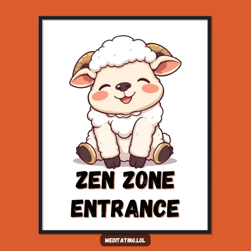 Funny Giggling Sheep Digital Art, High-Quality Relaxed Pose Print for Instant Humor