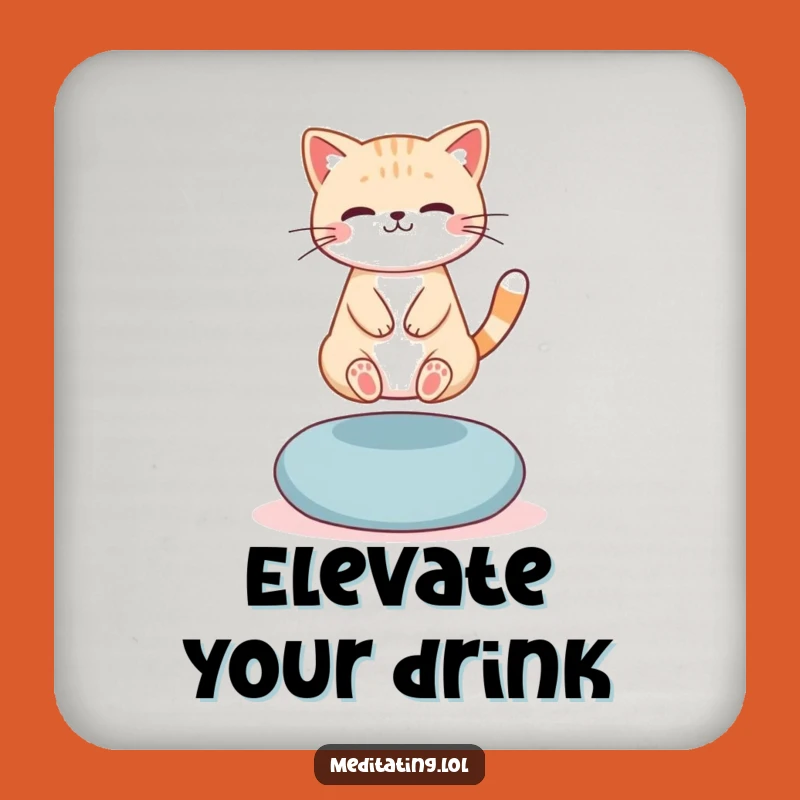 Funny Levitating Cat Drink Coaster Set: Protect Surfaces, Mystical Home Gift