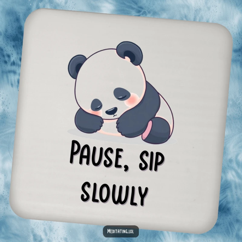 Funny Panda Coaster: Peaceful panda resting its head in its paws, protecting surfaces with relaxed humor.