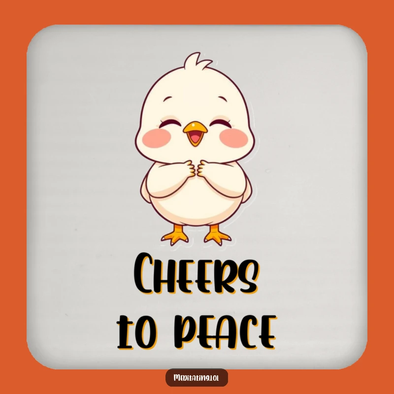Funny Peaceful Chick Coaster: Protect Drinks with Gratitude!