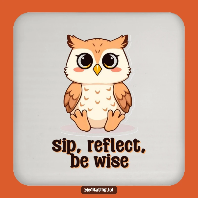 Funny Wise Owl Drink Coasters: Protect Surfaces with Serene Humor