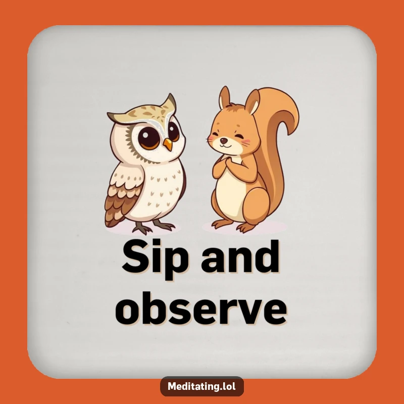 Funny Owl Squirrel Coaster: Protect Surfaces Curious Gift