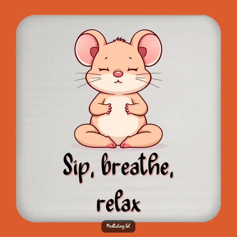 Funny Mouse Meditation Coaster: Protect Surfaces with Zen Humor
