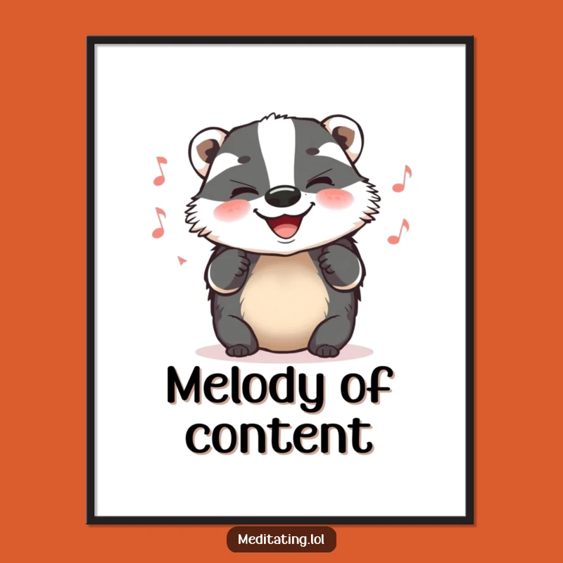 Funny Badger Hum Poster: Grinning Tune Art Print Gift