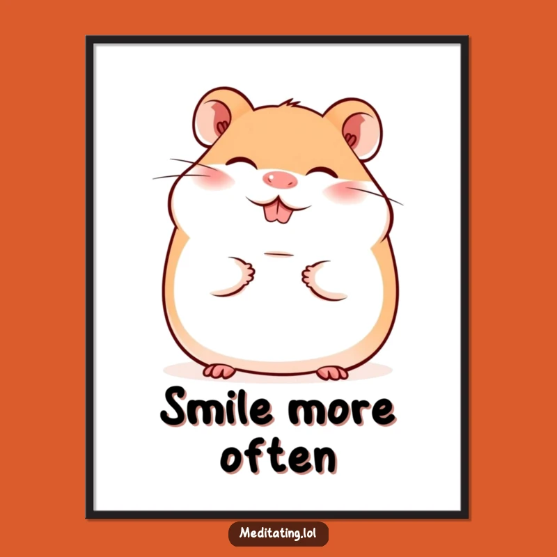 Funny Giggling Hamster Smile Poster - Adorable & Cheerful Wall Art Gift