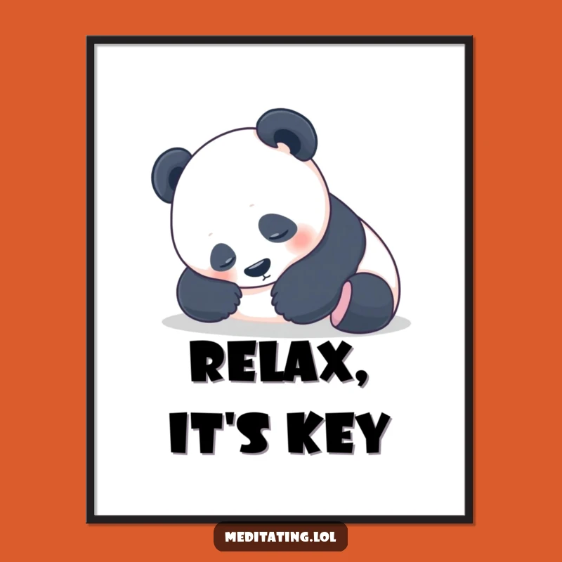 Funny Panda Wall Art: Peaceful Resting Poster, Relaxed Decor Gift