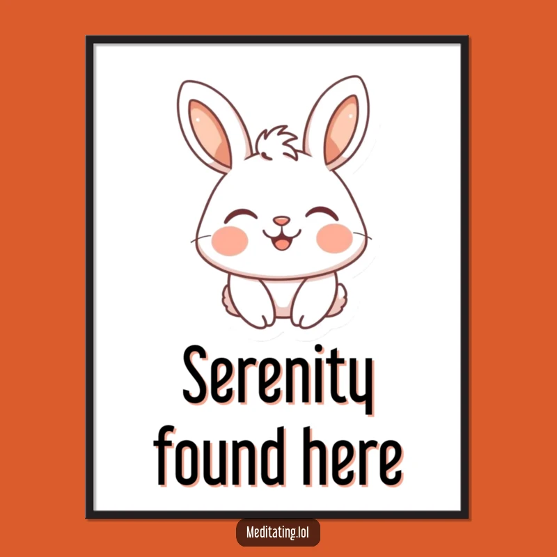 Funny Rabbit Art Poster: Serene Smile Scene, Perfect Joyful Decor Gift
