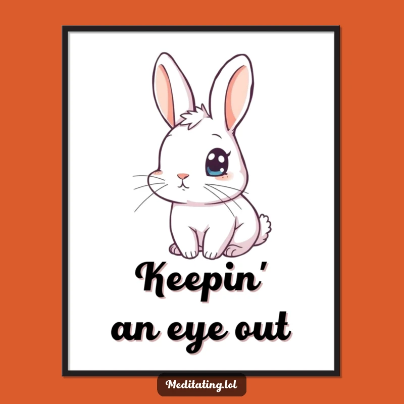 Funny Rabbit Meditation Poster: Curiosity and Humor for Your Walls