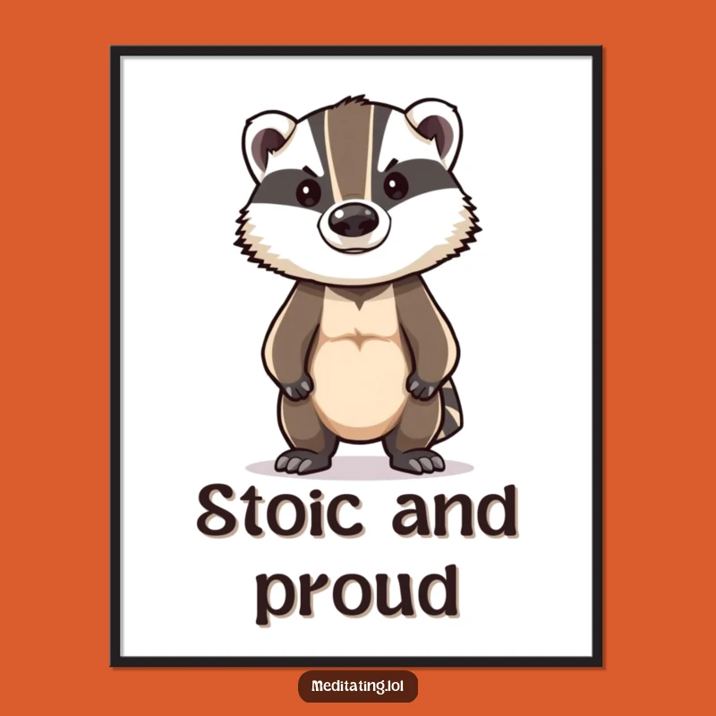 Funny Badger Wall Art: Stoic Posture Poster, Brave Decor Gift