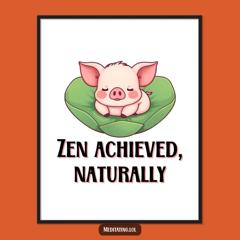 Funny Piglet Lotus Leaf Poster: Artistic Swine Decor and Hilarious Gift Idea