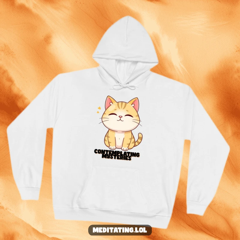 Funny hoodie featuring a content cat humming with eyes closed, offering cozy warmth and humorous curiosity.