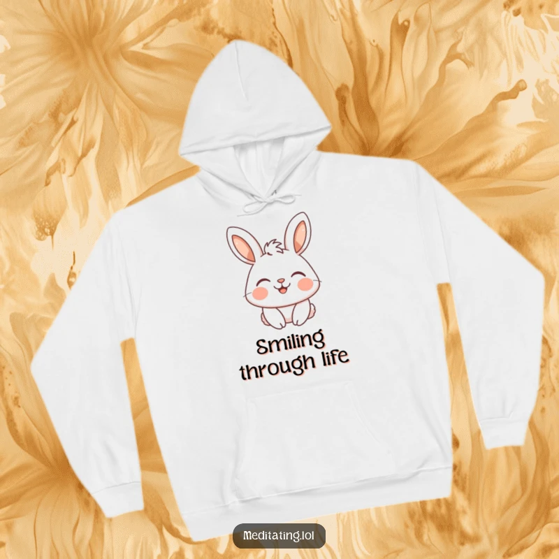 Funny hoodie featuring a content rabbit with closed eyes and a peaceful smile, offering cozy, humorous comfort.