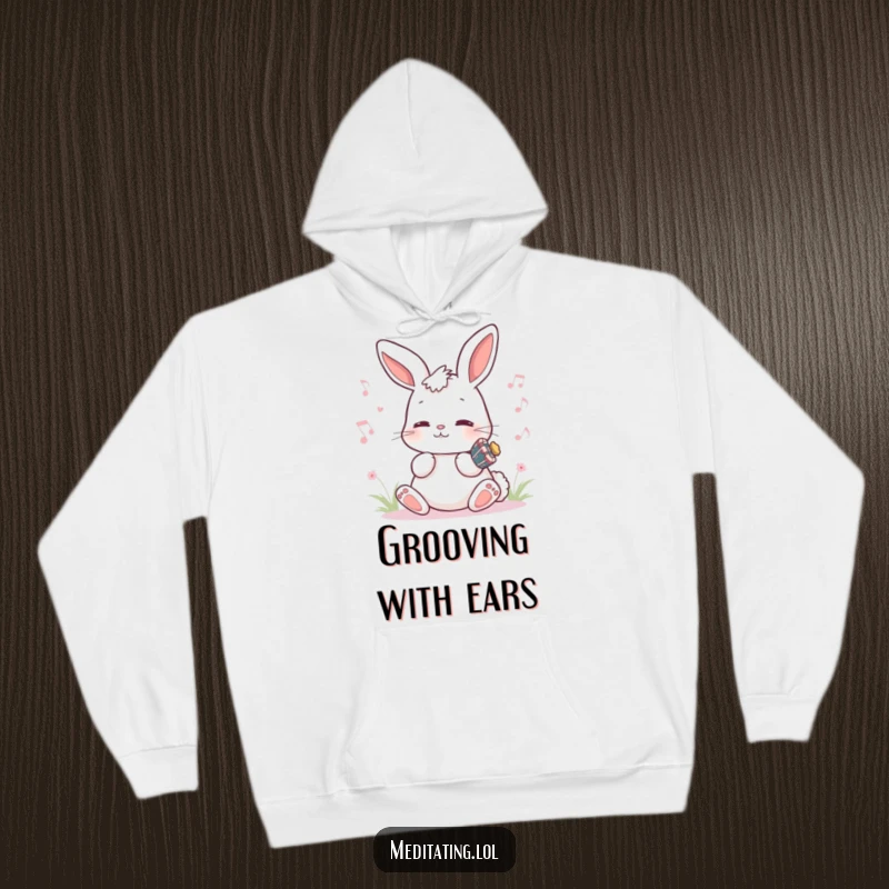 Funny Bunny Hoodie: Playful bunny humming a peaceful melody, offering warmth and a humorous, musical vibe.