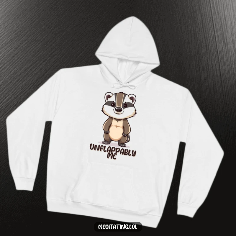 Funny Badger Hoodie: Brave badger in a stoic posture, providing warmth and a humorous display of steadfastness.