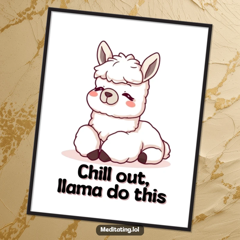Funny Free Printable Wall Art: A content llama rests its head on its knees, creating a hilariously relaxed and downloadable art piece.