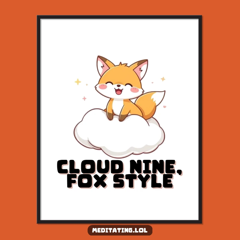 Free Printable Wall Art: Serene Fox Cloud Zen for Humorous, Dreamy Downloadable Decor